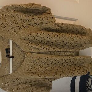 Susan Lawrence Tan Open-Knit Cardigan Sz 1X